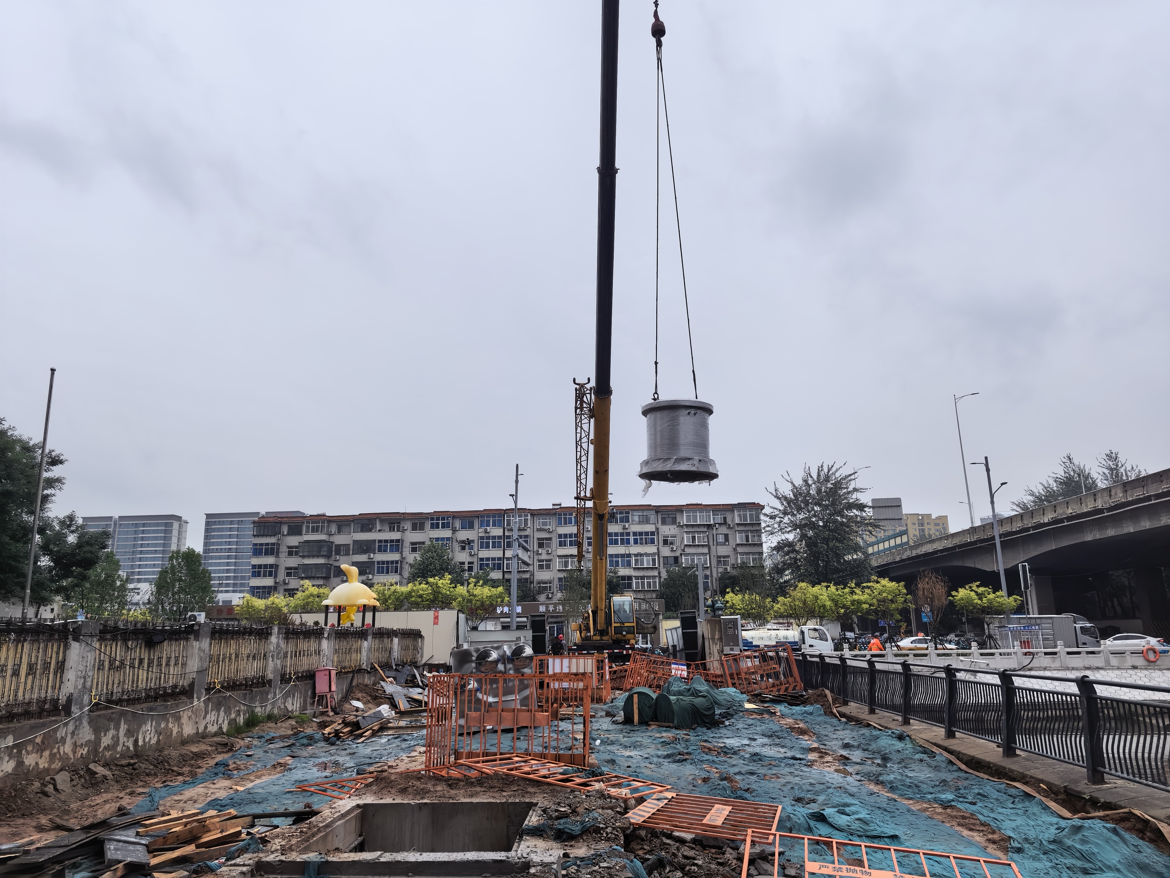 石家庄调蓄池真空冲洗设备安装现场